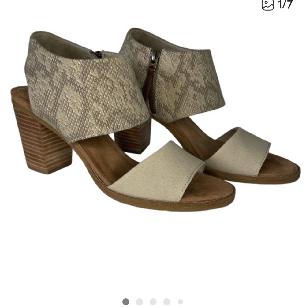 Toms Majorca Cutout Sandal Heel Snakeskin
